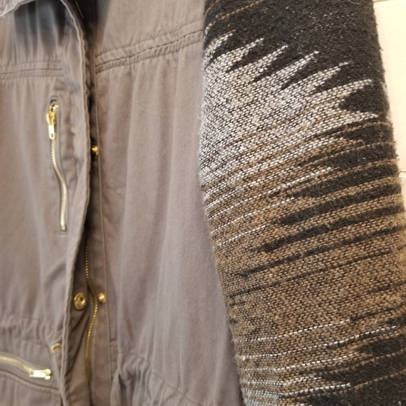 {S} Forever 21 Military Jacket Woven Pattern Sleeves - Picture 5 of 9